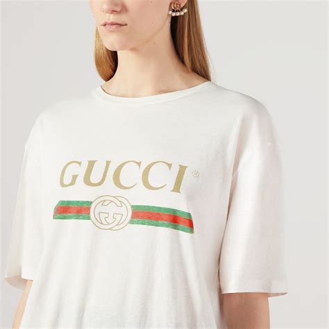 gucci white logo t shirt|gucci graphic tee.